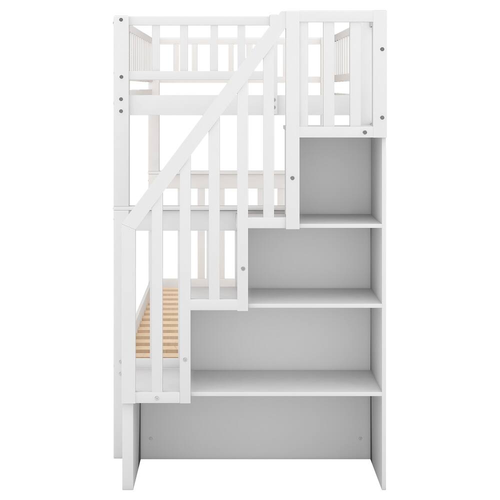 Alt View 8. Loheer - Loheer Twin Over Twin Bunk Bed with Trundle and Storage White - White.