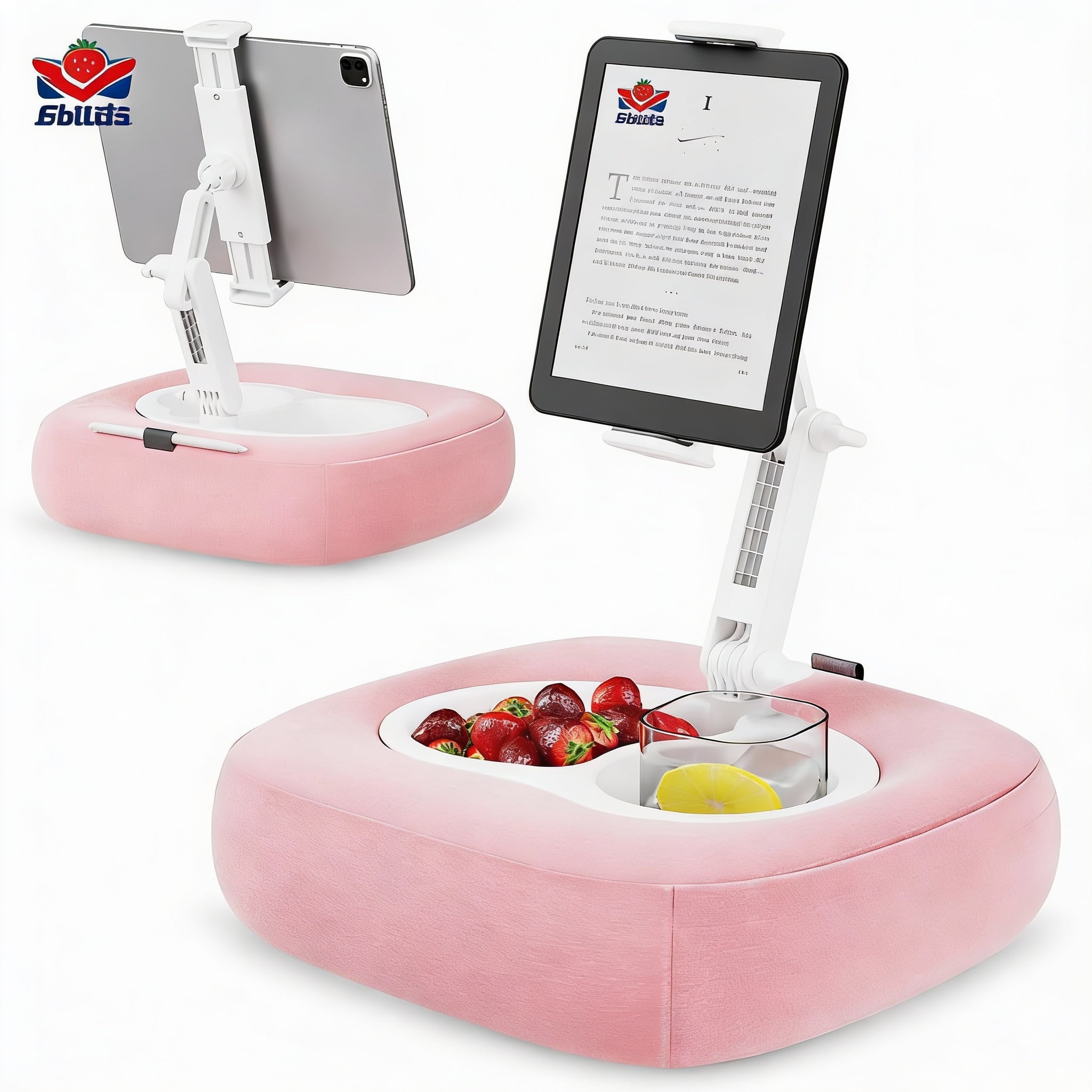 METALTON - Tablet Pillow Stand Adjustable Kindle Holder With 2 Snack Ipad For Bed 4 7 Phone Gift Reading Accessories O - Default