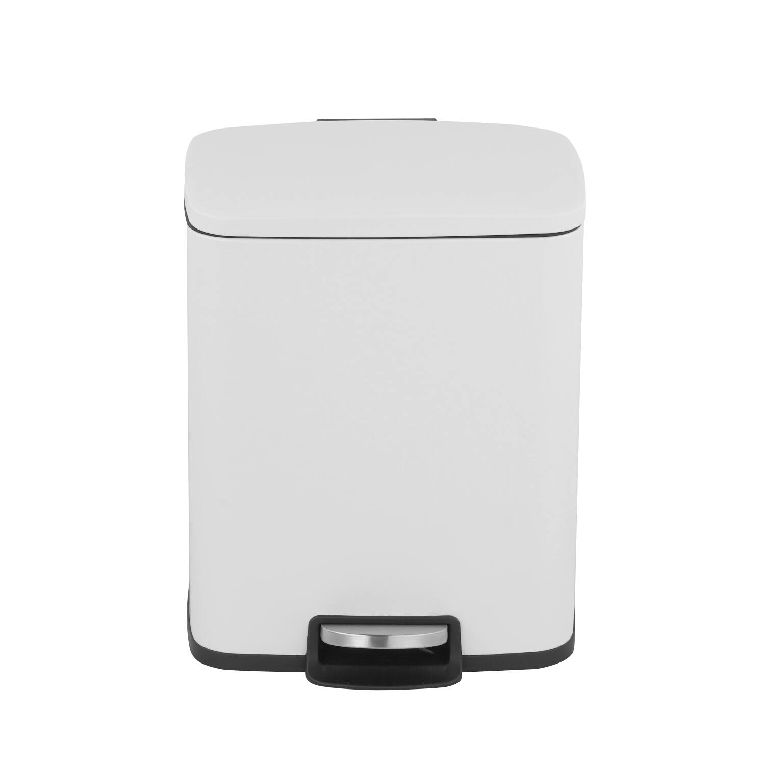 Left. Innovaze - 5.3 Gal./20 Liter Rectangular Stainless Steel step-on Trash Can for kitchen - Matt White.