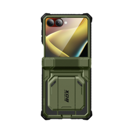 i-Blason - Armorbox Case for Samsung Z Flip7 – Kickstand, Screen Protector, Military-Grade - Dark Green