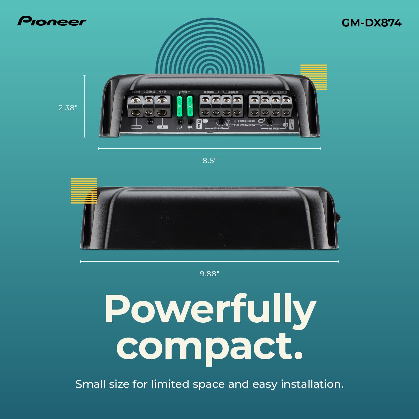 Pioneer GM-DX874 - Compact and powerful. Small size for limited space and easy installation.
