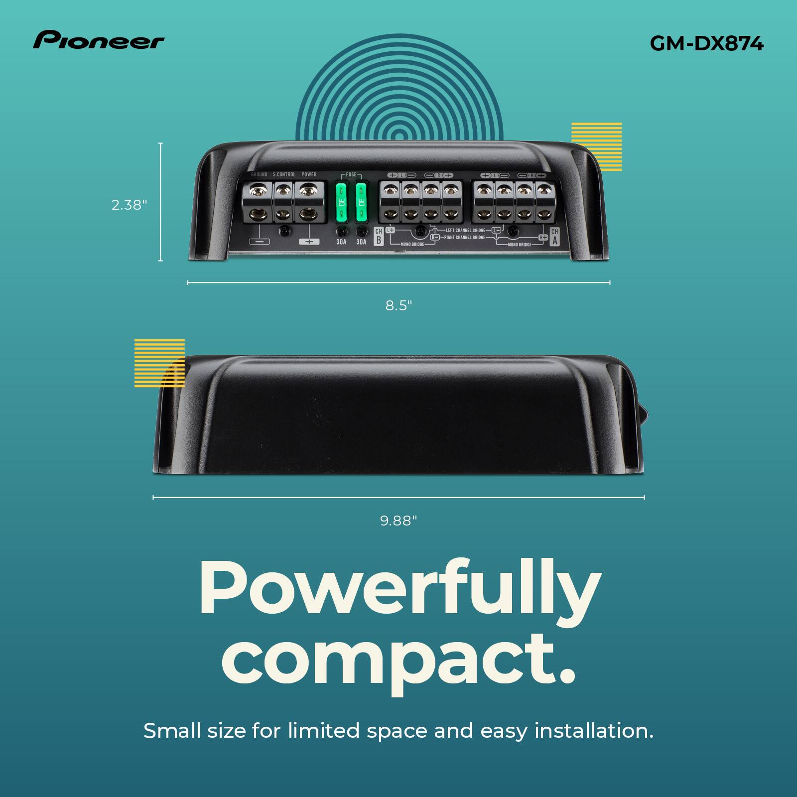 Pioneer GM-DX874 - Compact and powerful. Small size for limited space and easy installation.