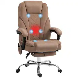 Vinsetto - Massage Office Chair with Foot Rest, Executive Office Chair with 6 Vibration Point and Heat - Brown