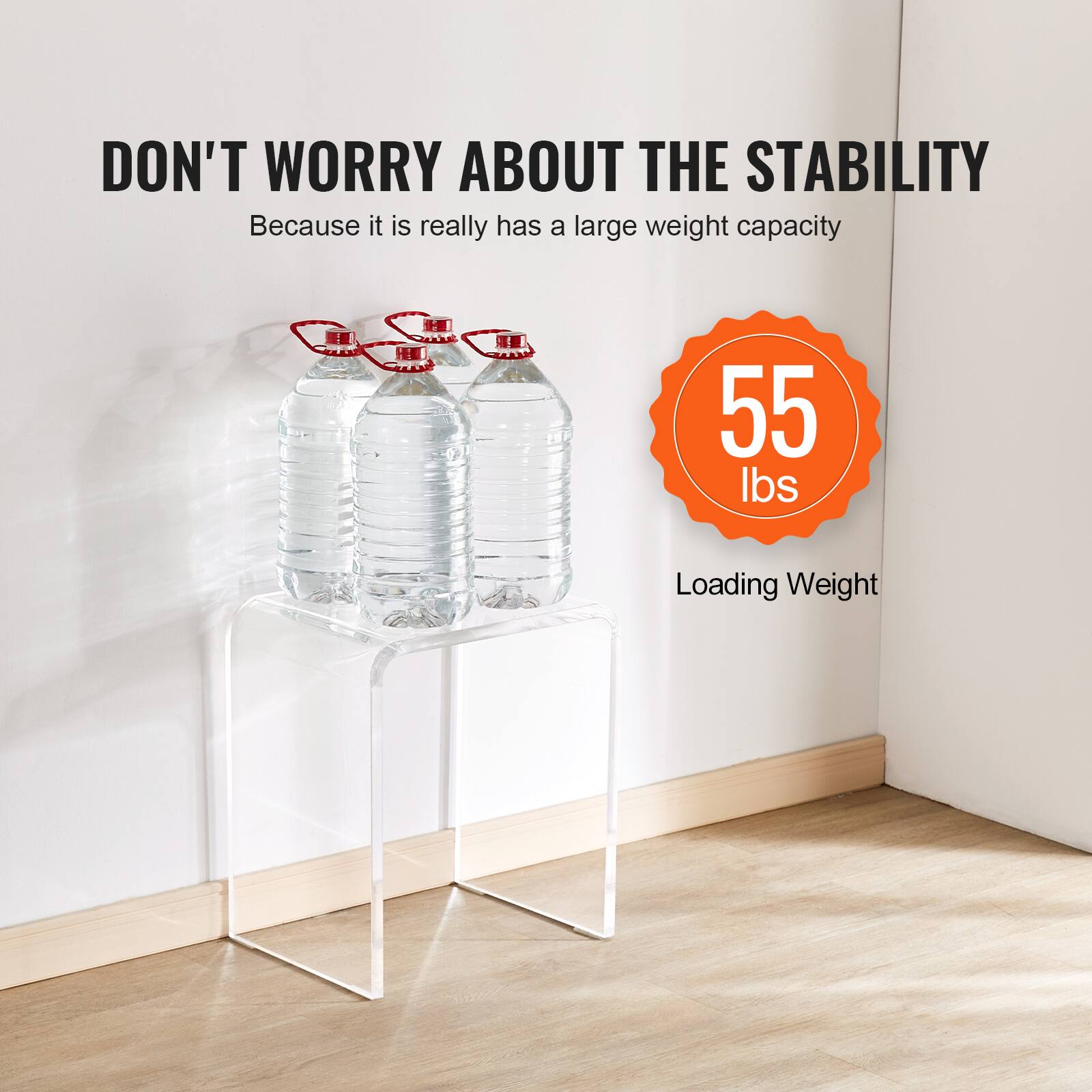 DON'T WORRY ABOUT THE STABILITY  
Because it is really has a large weight capacity  

55 lbs  
Loading Weight