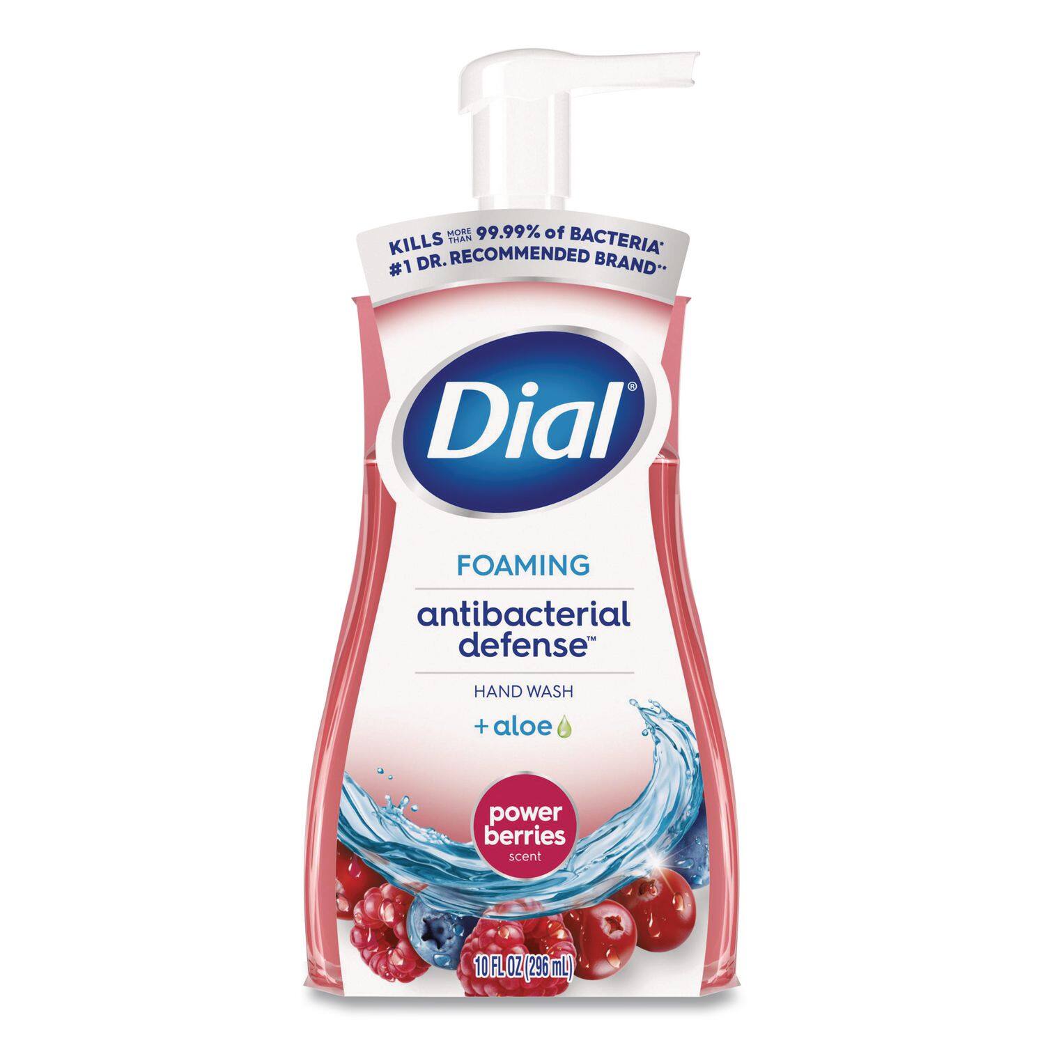 - Kills more than 99.99% of bacteria
- #1 Dr. Recommended Brand
- Dial Foaming Antibacterial Defense Hand Wash
- Aloe Power Berries Scent
- 10 FL OZ (296 mL)