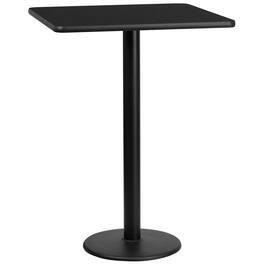 Emma + Oliver - 30" Square Laminate Table Top with 18" Round Bar Height Table Base - Black