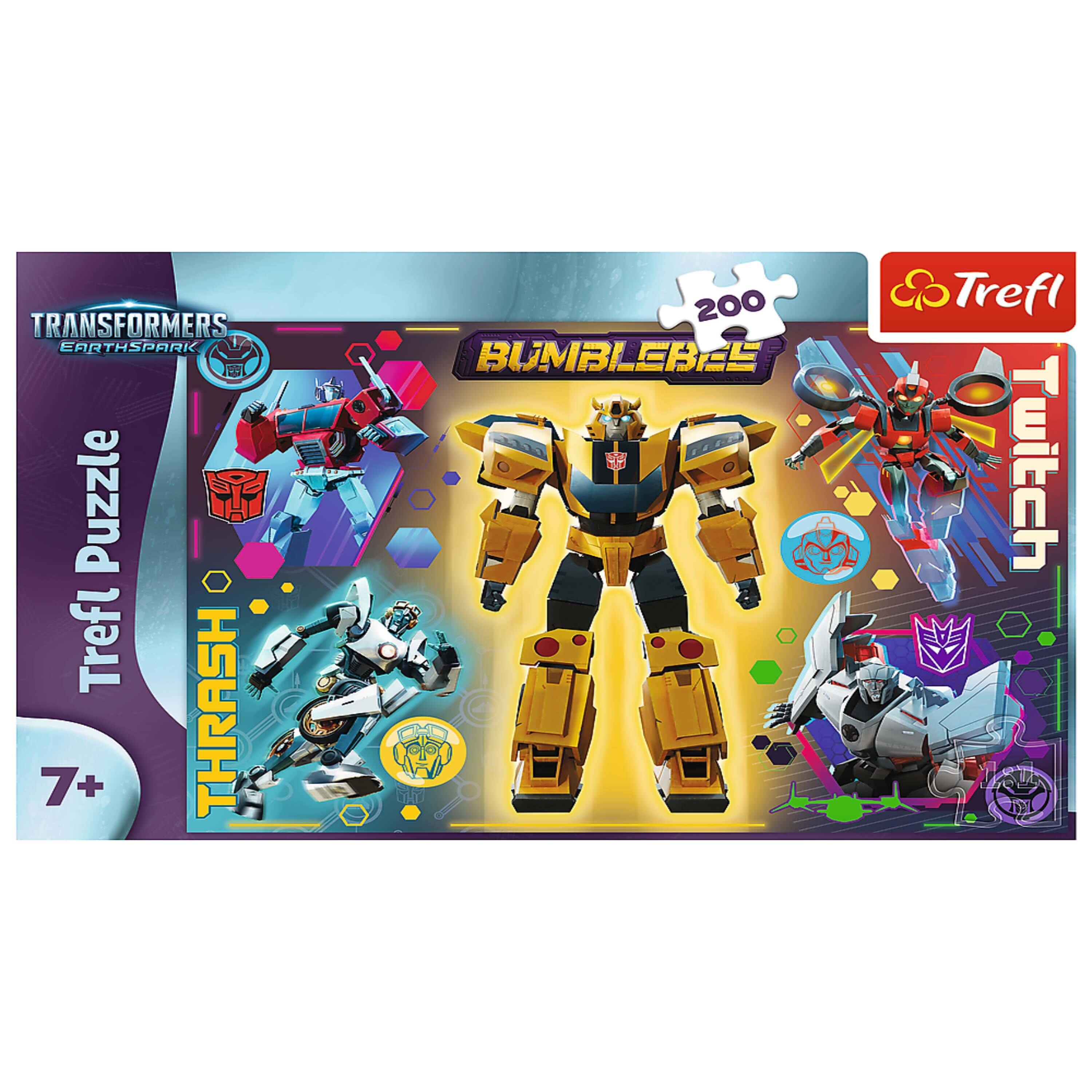 Transformers Earthspark Puzzle  
Trefl Puzzle  
Bumblebee  
Thrash  
Twitch  
200 pieces  
7+