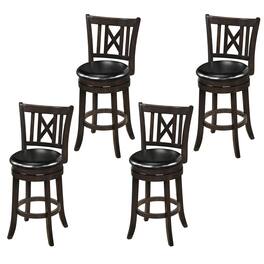 Costway - Set of 4 Bar Stools 26" Swivel Bar Chairs with Footrest, Hollowed Backrest - Brown 26"