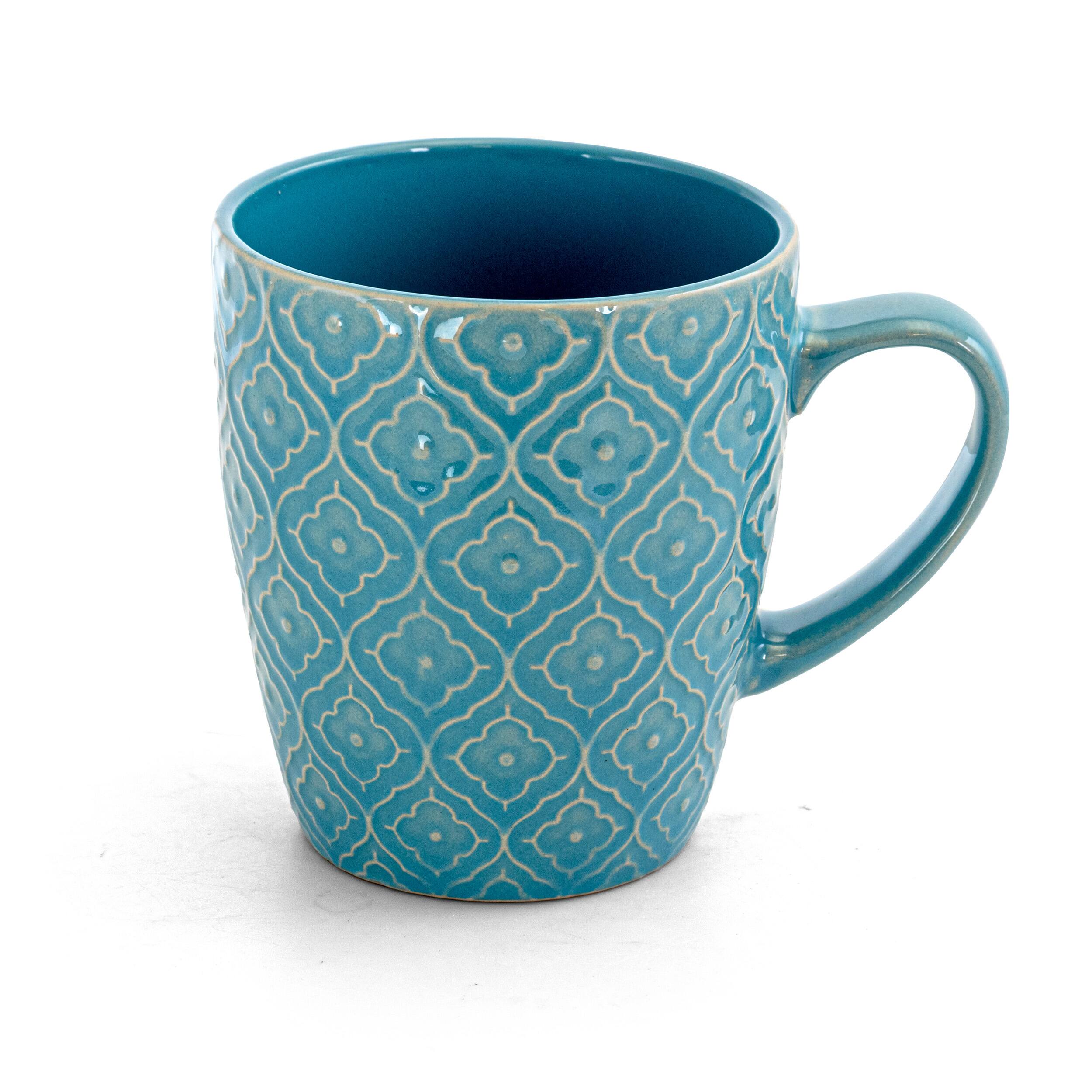 Alt View 4. Elama - Elama Aqua Lily 16 Piece Luxurious Stoneware Dinnerware with Complete Setting for 4 - Blue.