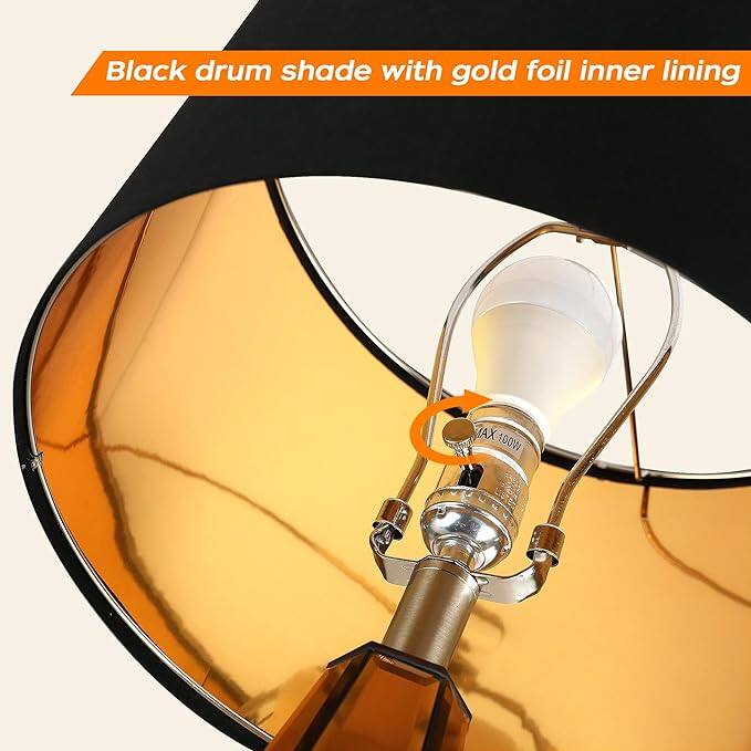 Black drum shade with gold foil inner lining  
AX 100W