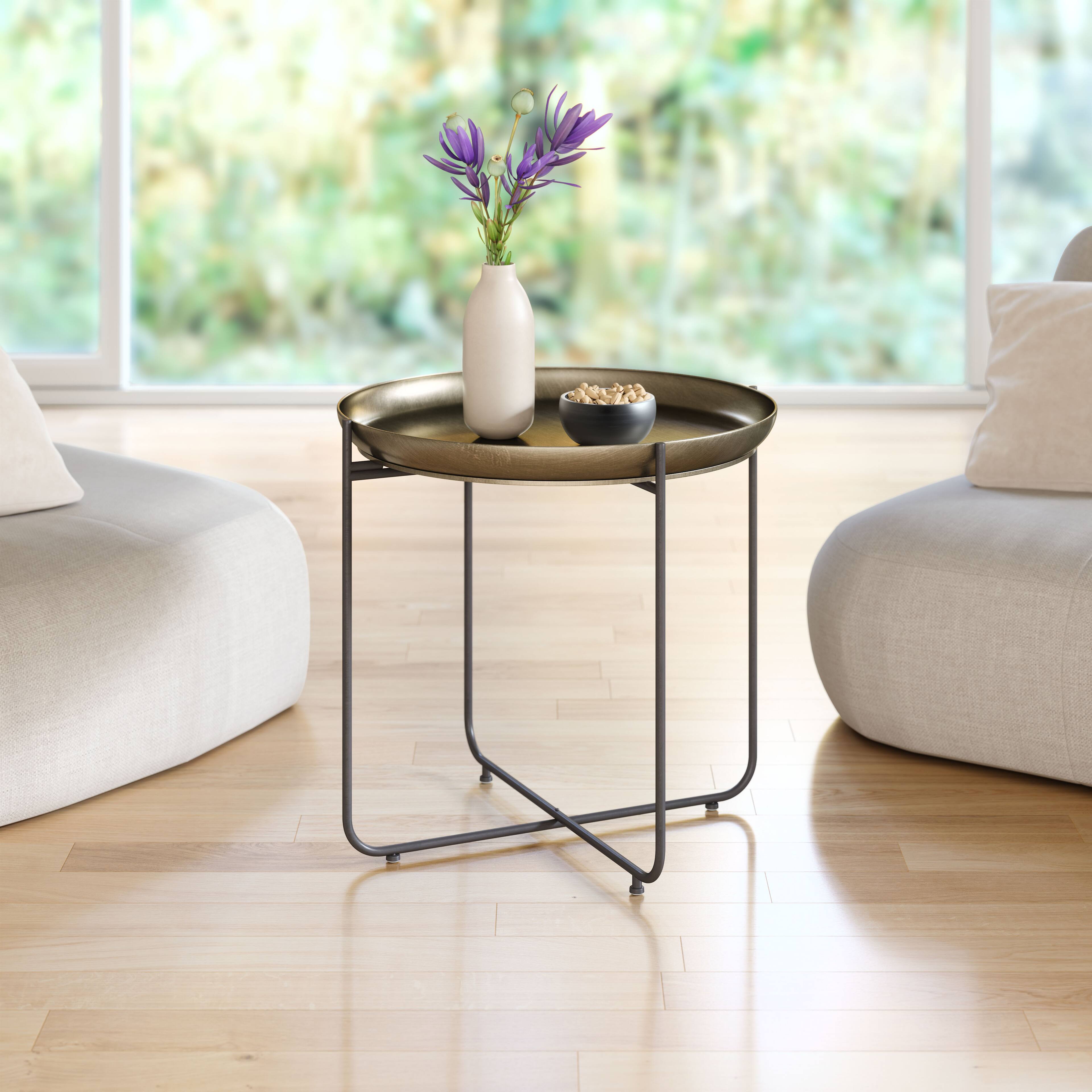 Angle. Hivvago - Bronson Side Table Bronze - Bronze.