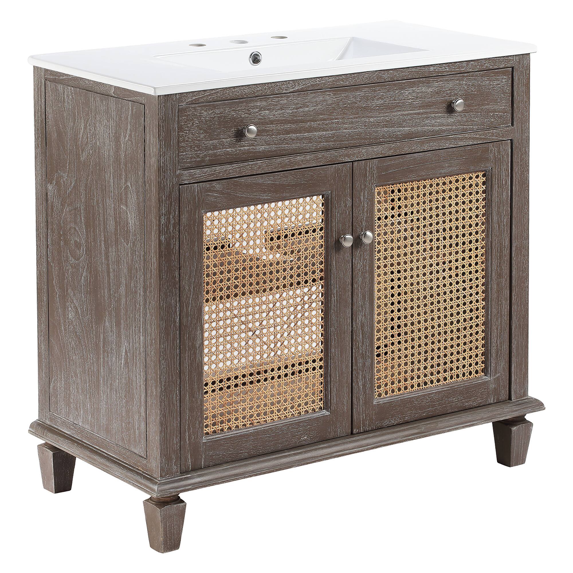 Angle. Modway - Lilo Bathroom Vanity Basin Included - Gray White.