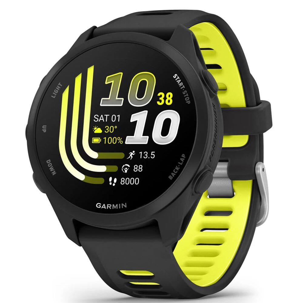 LIGHT UP DOWN  
10 START-STOP 38  
SAT 01 30° 100%  
13.5 88 BACK-LAP 8000  
FORERUNNER GARMIN