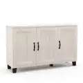 Costway - 3-Door Buffet Sideboard Storage Credenza Cabinet Console Adjustable Shelf White Wash - White Wash