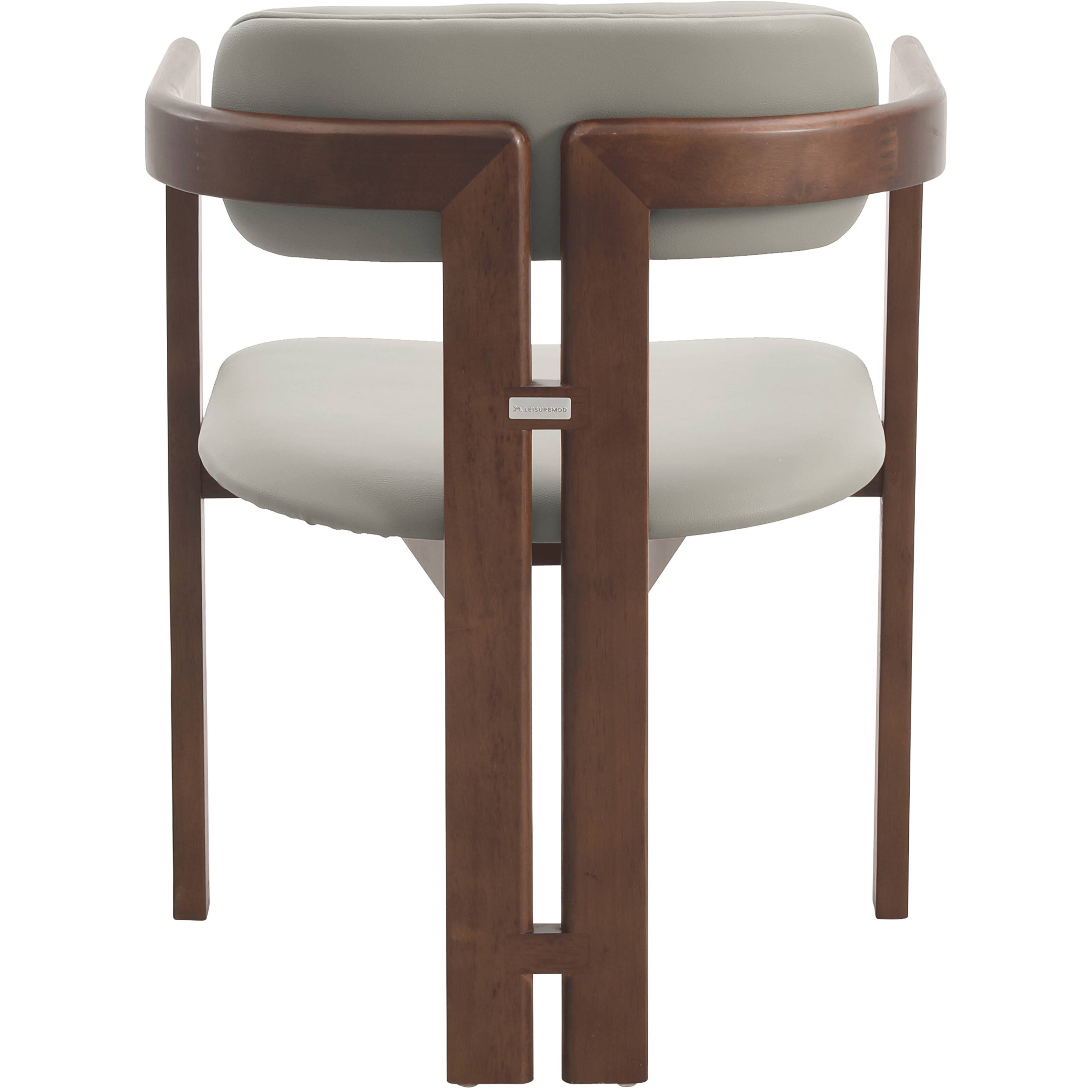 Alt View 3. LeisureMod - Velo Modern Upholstered Faux Leather Dining Chair with Arms - Walnut/Taupe.
