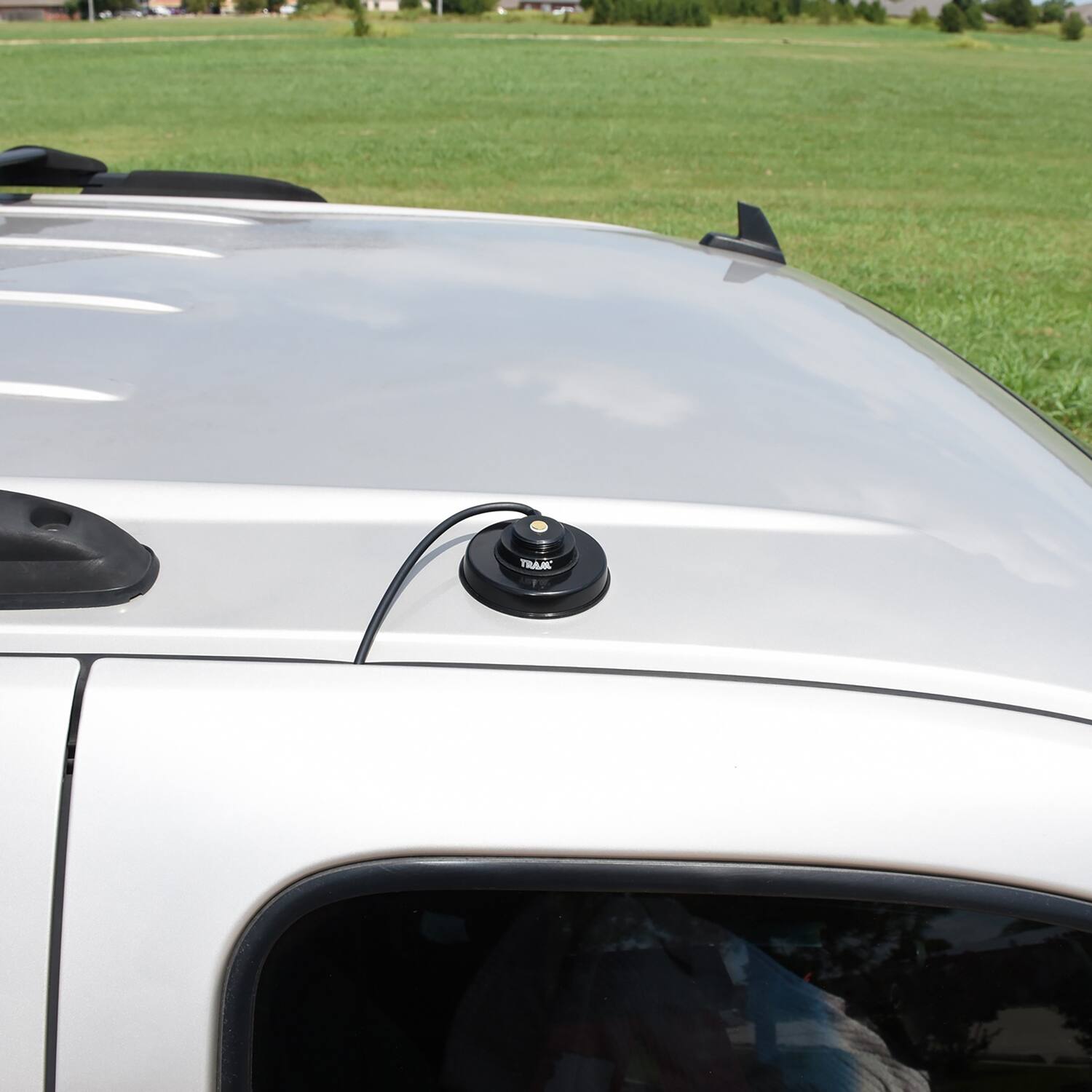 Back. Tram - 3-1/4-Inch Zinc NMO Magnet Mount with RG58 Coaxial Cable and UHF PL-259 Connector - Black.