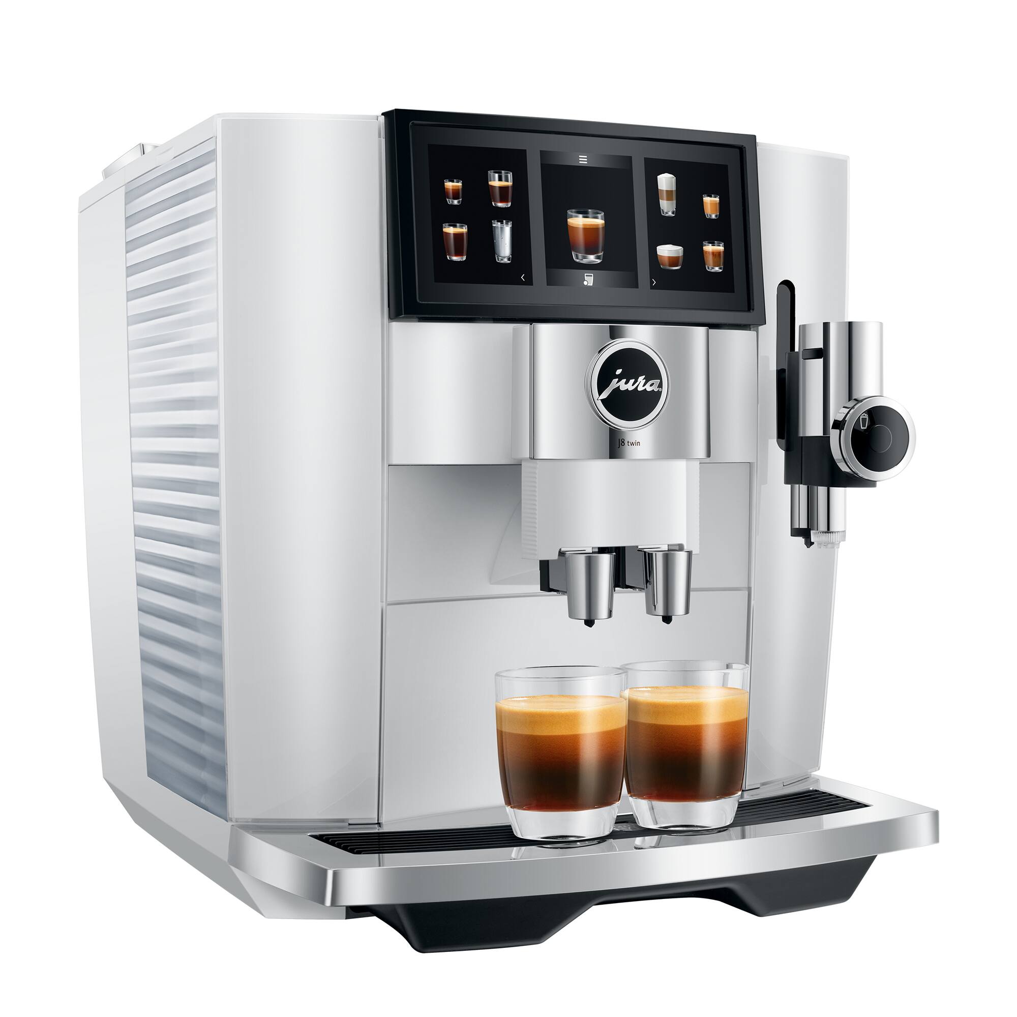 Angle. JURA - J8 twin Automatic Single Serve Coffee Maker and Espresso Machine - Diamond White.