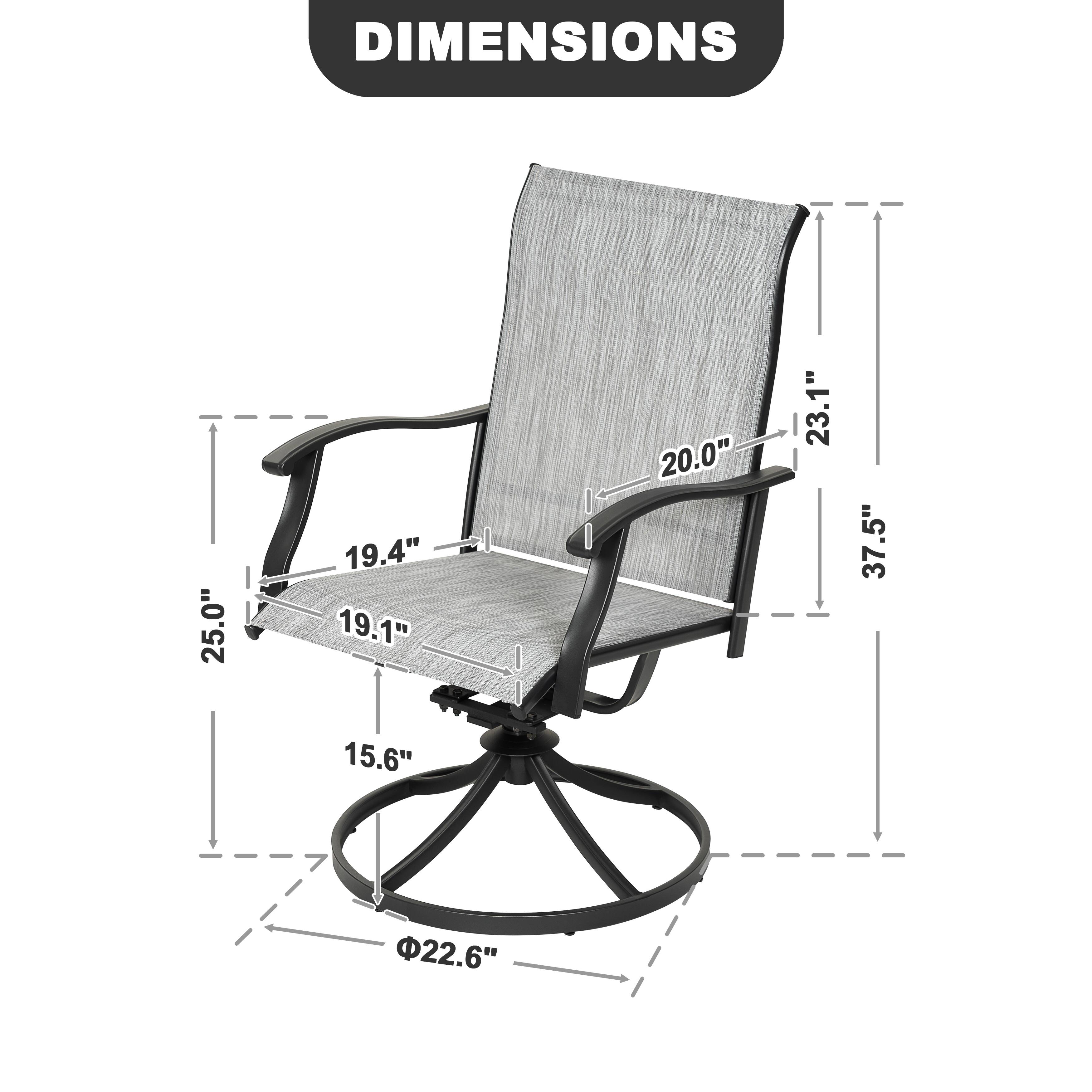 DIMENSIONS 25.0" 19.4" 19.1" 20.0" 23.1" 37.5" 15.6" 22.6"