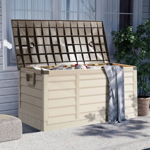Alt View 9. Winado - Storage Deck Box 75 GAL Portable Folding Fast Installation for In/Outdoor with Wheels - Brown.