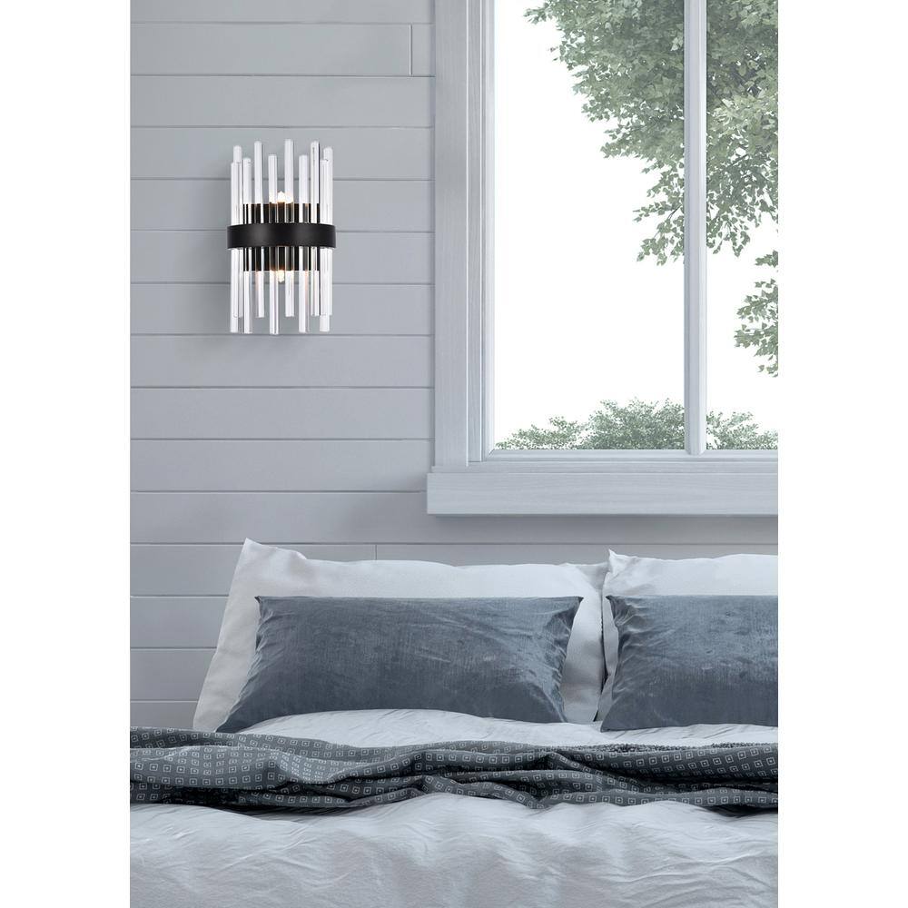 Angle. Elegant Lighting - Dallas 8 inch crystal bath sconce in black - Black.
