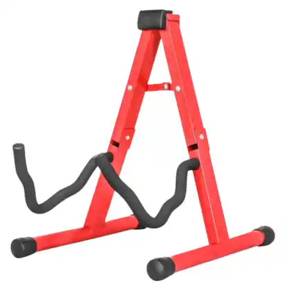 Front. Stock Preferred - A-Frame Guitar Stand with Foam Arms & Rubber Pad - GSS Red.