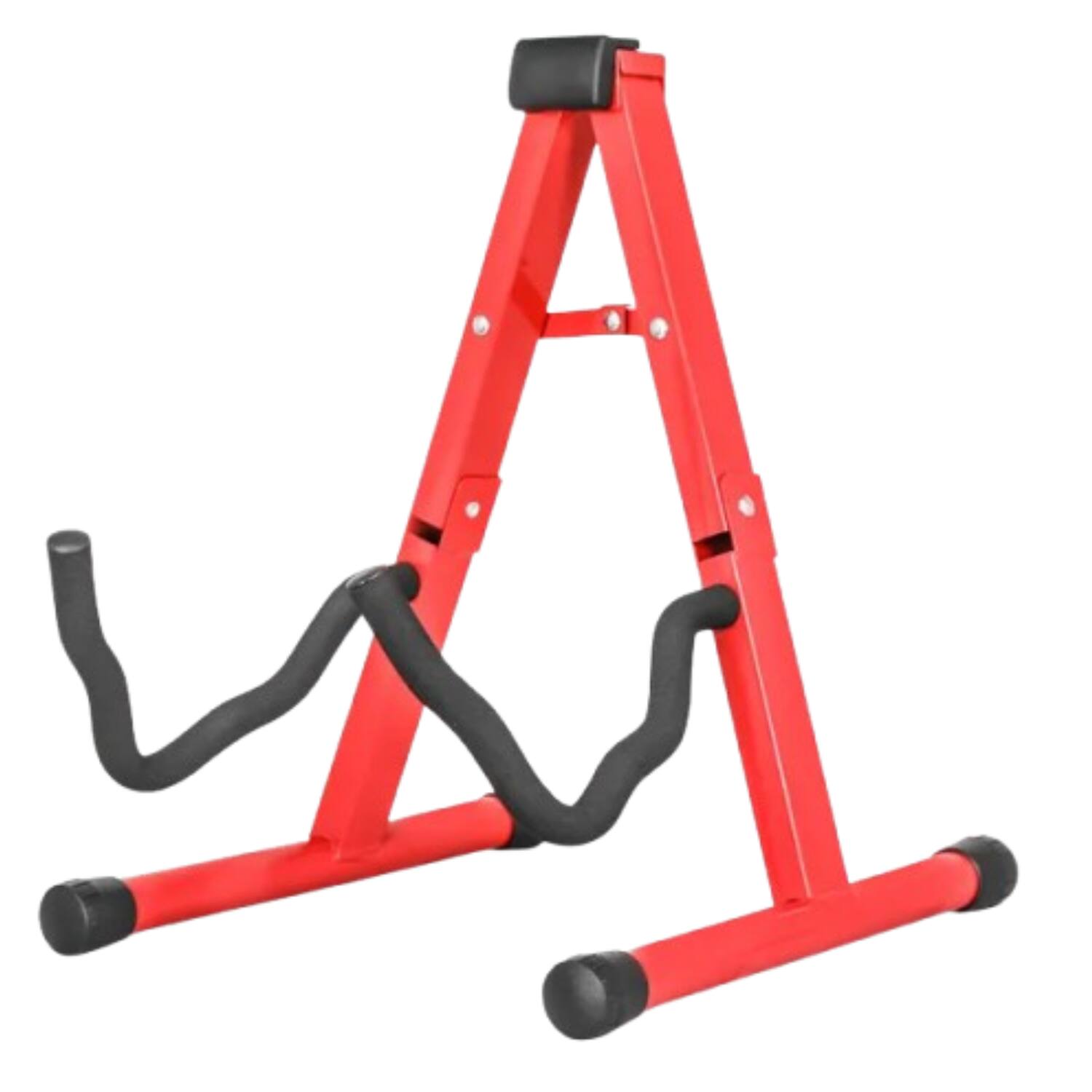 Front. Stock Preferred - A-Frame Guitar Stand with Foam Arms & Rubber Pad - GSS Red.