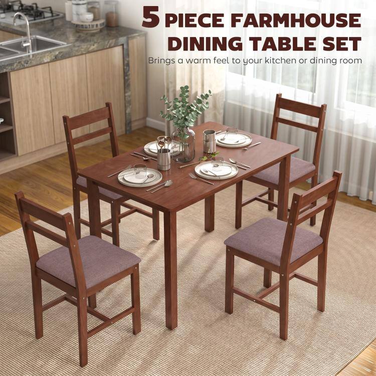 5 PIECE FARMHOUSE DINING TABLE SET  
Brings a warm feel to your kitchen or dining room