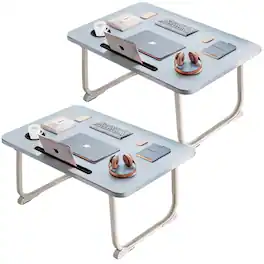 FC Design - 2 Pack XL Foldable Laptop Computer Table, Breakfast Serving Bed Tray, Lap Desk with Foldable Leg