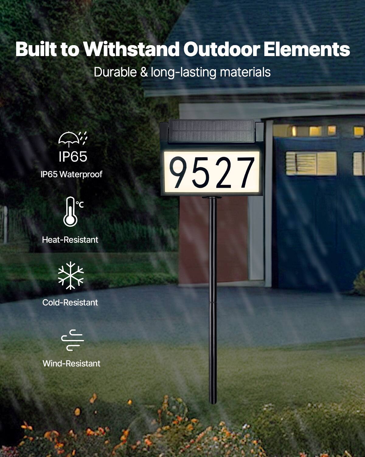 VEVOR Solar Address Sign, 3 Colors House Numbers for