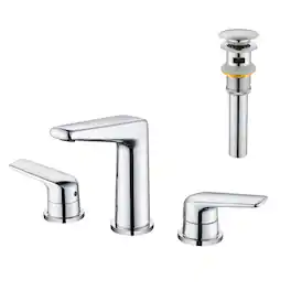 Dual Handle Bathroom Faucet Solid Brass with Drain
