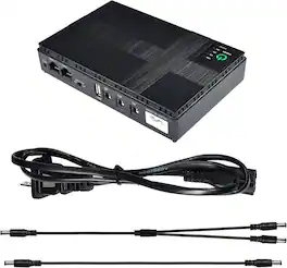HQRP - Mini UPS Battery Backup 18W 10400mAh with USB & DC 5V/9V/12V for Router/Modem/CCTV - Black