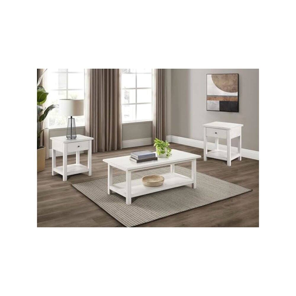 Alt View 1. Coaster Co. of America - Payne 3-piece Coffee and 1-drawer End Table Set White - White.