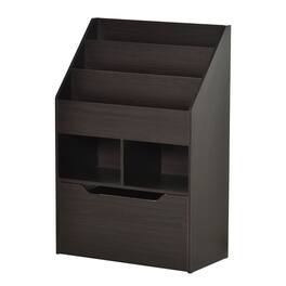 Homcom - Kids Bookcase Multi-Shelf Book Rack with Mobile Drawer for Books - Brown