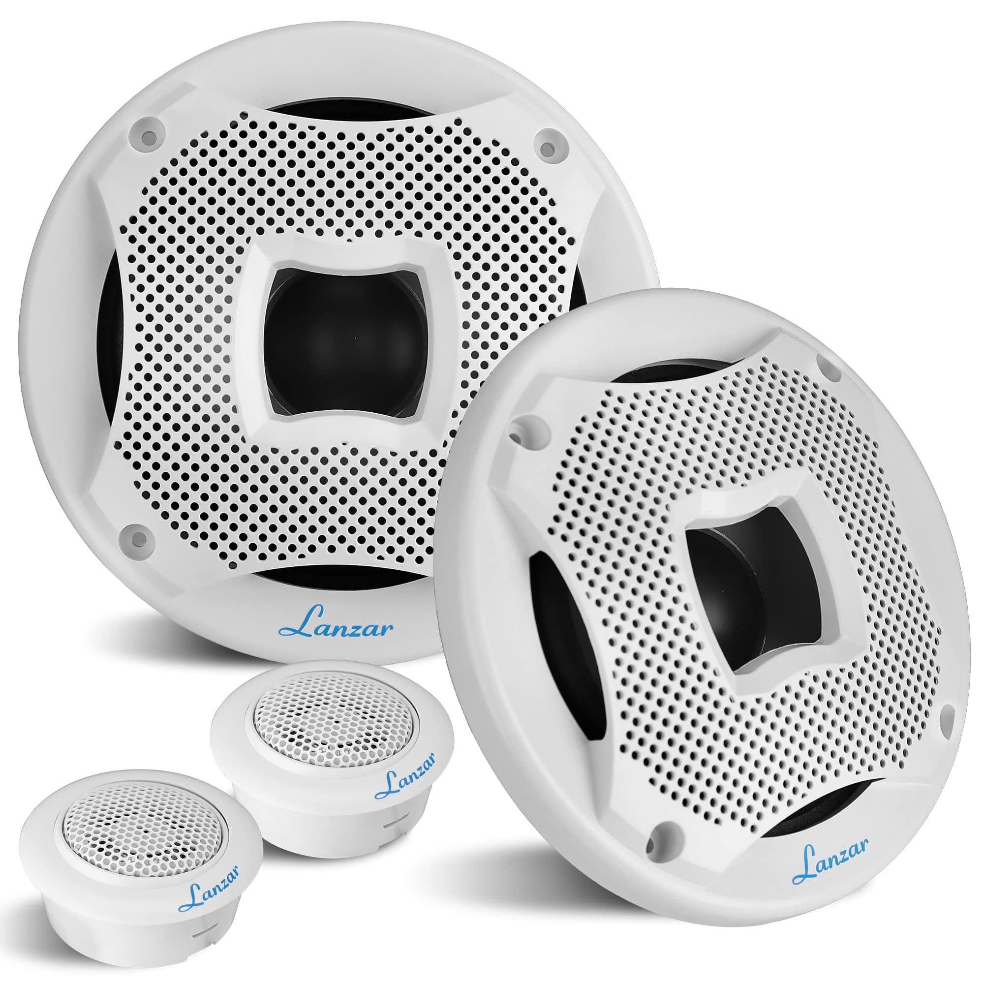 Lanzar - 6.5" Dual Marine Speakers – Waterproof 2-Way Audio, 450W Power, Resin Cloth Surround, 1 Pair
