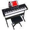 Front. Best Choice Products - Best Choice Products 61-Key Beginners Electronic Keyboard Piano Set w/ LED, 3 Teaching Modes, H-Stand, Stool - Black - Black.