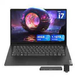 Lenovo - Upgraded - V14 14" FHD Laptop,Intel Core i7-13620H,40GB DDR4 RAM,1TB SSD+160GB Dock Set,Intel UHD Graphics,Win 11 - Black