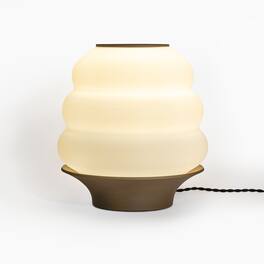 Jonathan Y - Honey Pot 12" Minimalist Classic Plant-Based PLA 3D Printed Dimmable LED Table Lamp, /Brown - White