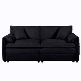 Boyel Living - Modern Minimalist Black Chenille Sofa with Side Storage Pockets 4-Seat - Black