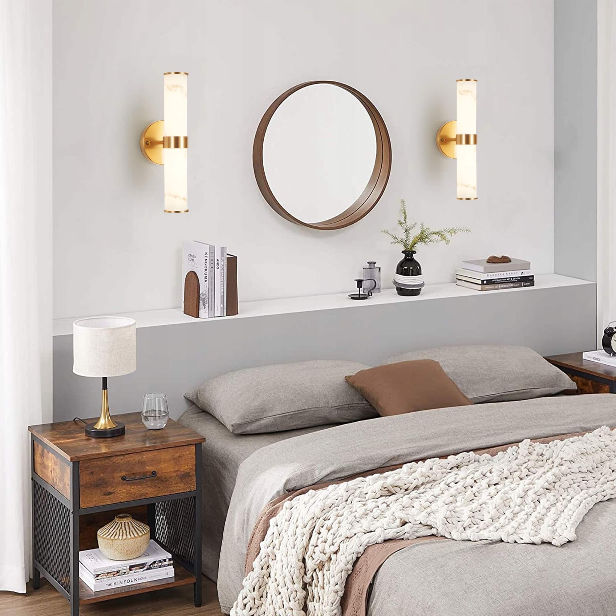 APRILSOUL - Golden and Elegant Resin Wall Sconce Set of 2 Modern Vertical Light Fixture for Bathrooms Hallways and Bedrooms