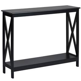 Costway - 2-Tier Console Table x-Design Bookshelf Sofa Side Accent Table w/Shelf - Black