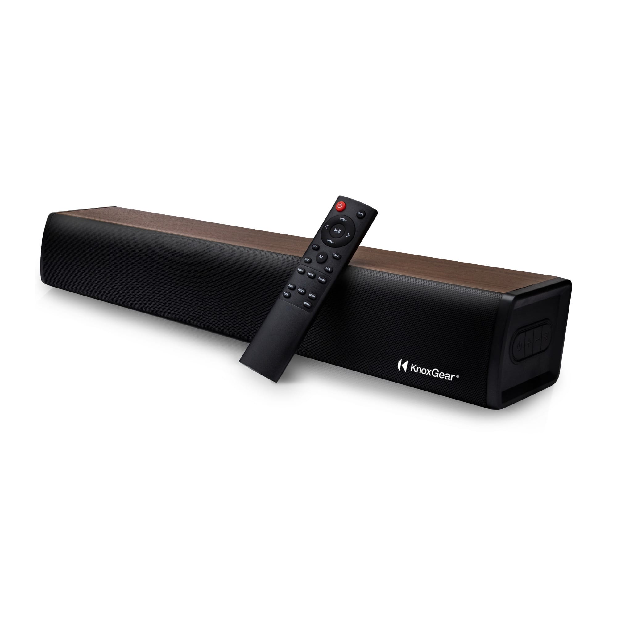Front. Knox - Knox Gear 60-Watt Compact Wireless 2.0ch Soundbar with Bluetooth 5.0 (Black/Oak) - Black.