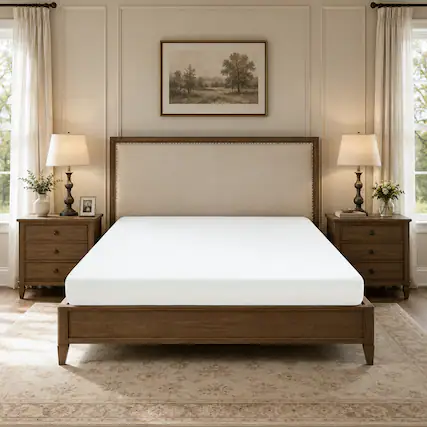 Front. Anysun - 8" Full Memory Foam Mattress – Gel-Infused Cooling Layer, High-Density Support, CertiPUR-US Certified, Roll-in-a-Box - White.