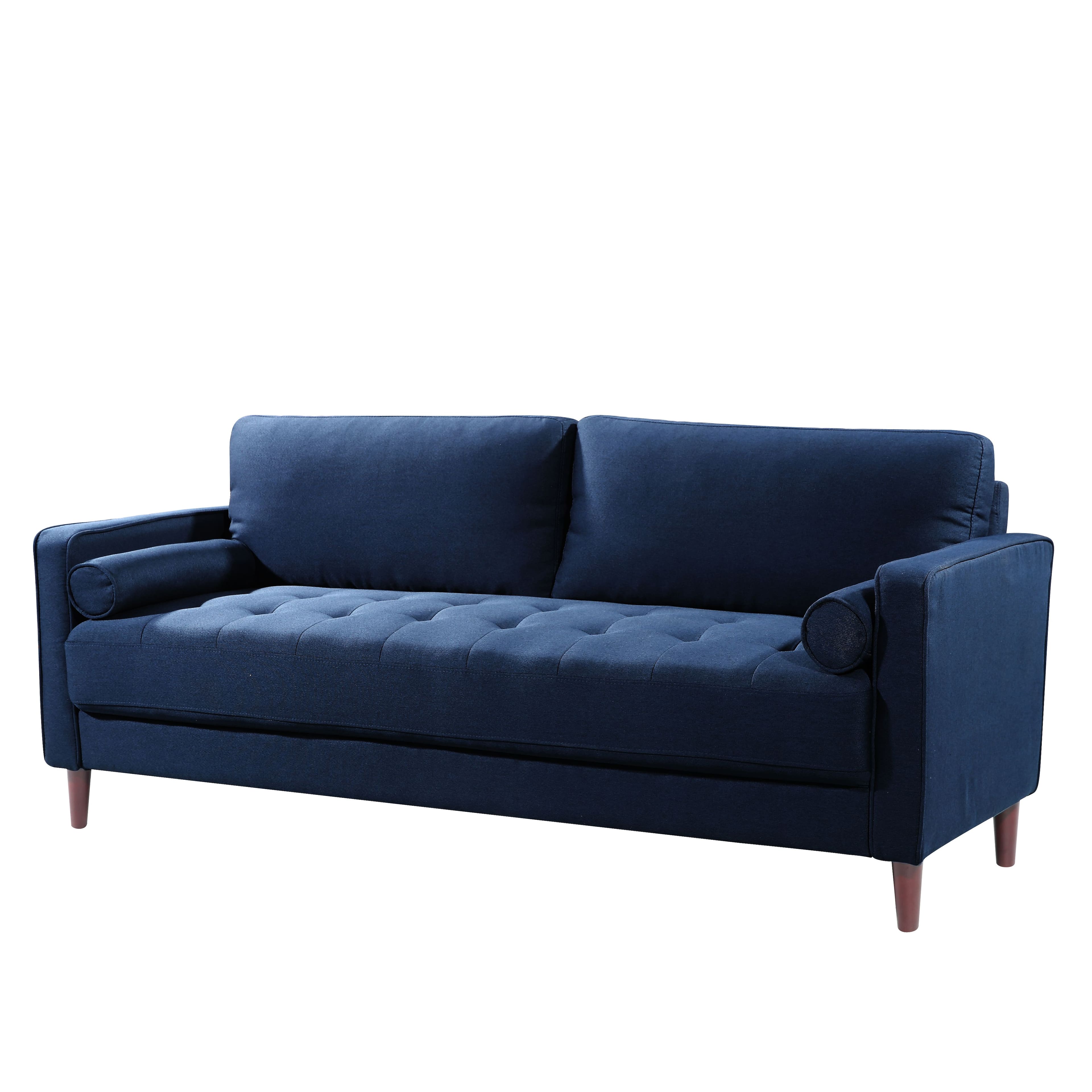 Lifestyle Solutions – Langford Sofa with Upholstered Fabric and Eucalyptus Wood Frame – Navy Blue Sansujyuku sansujyuku.com