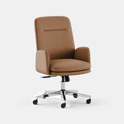 Front. Branch Furniture - Branch Vegan Leather Softside Mid-Century Modern High Back Office Chair – Adjustable Height, Cloud-Like Comfort - Canyon.