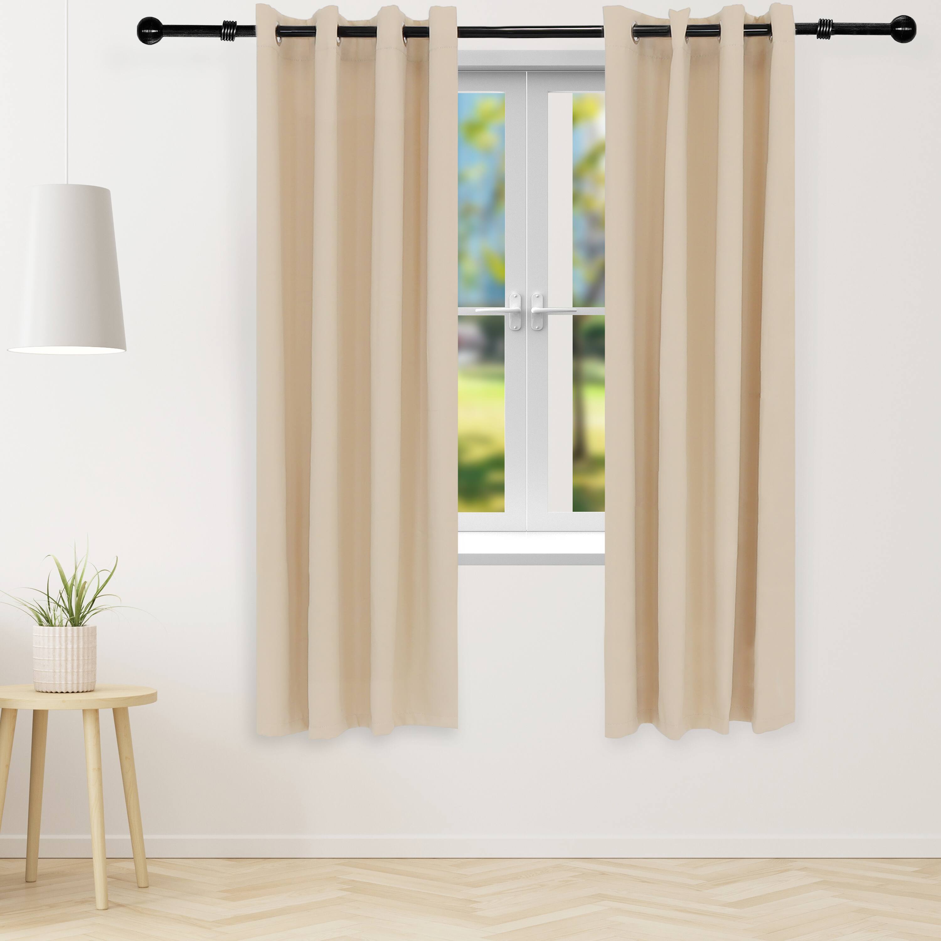 Alt View 4. Sunnydaze - Room Darkening Curtain Panel - 52 in x 84 in - Set of 2 - Beige.