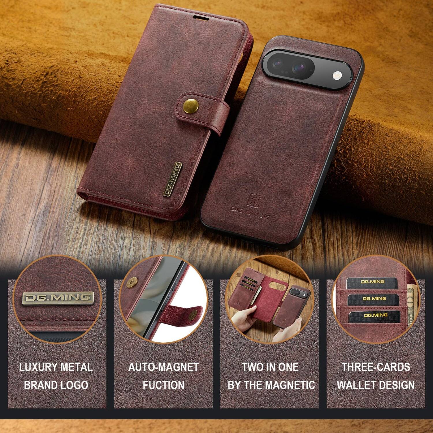 MINED BEMINE  
DG.MING  
DG.MING  
DG.MING  
DG.MING  
LUXURY METAL BRAND LOGO  
AUTO-MAGNET FUNCTION  
TWO IN ONE THREE-CARDS BY THE MAGNETIC WALLET DESIGN