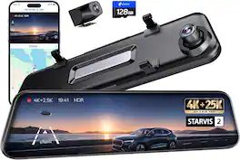 pelsee - 4K+2.5K Mirror Dash Cam Front/Rear, Dual STARVIS 2, 5.8G WiFi, ADAS BSD, Color Night Vision, 128GB Card - Black