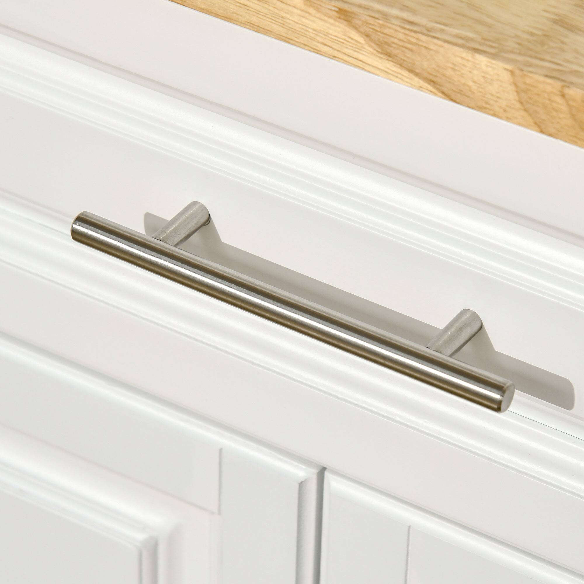 Alt View 8. Homcom - Kitchen Island with Drop Leaf Trolley Cart on Wheels Drawer Cabinet Towel Racks Versatile Use Natural Wood Top - white.