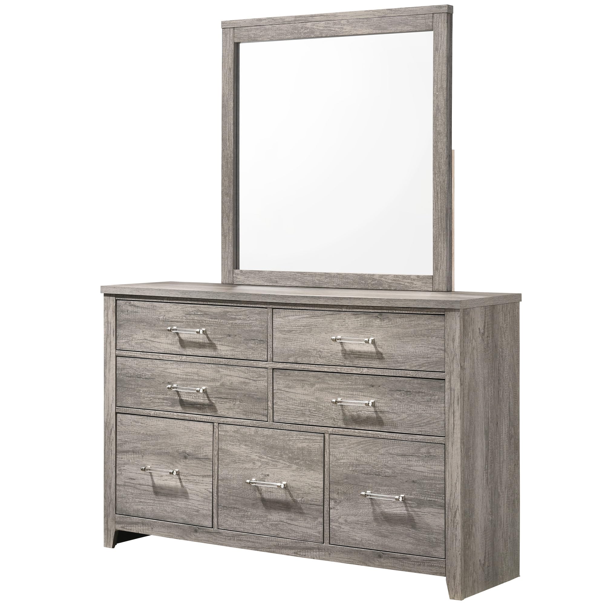 Angle. Kings Brand Furniture - Kings Brand Furniture Harmony Wood 5-Drawer Dresser with Mirror - Grey.
