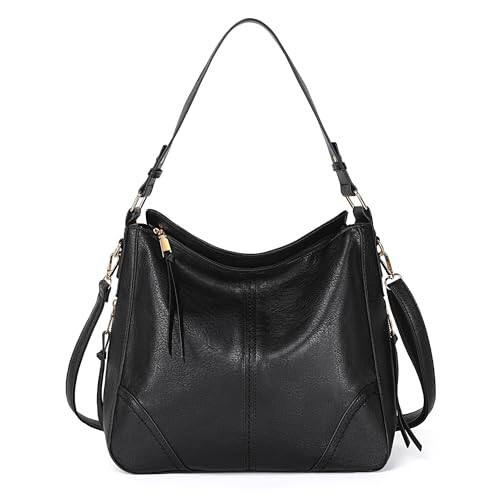 Front. Fabibe - Purses And Handbags For Women Vegan Leather Hobo Bucket Bags Ladies Shoulder Everyday - A-black.
